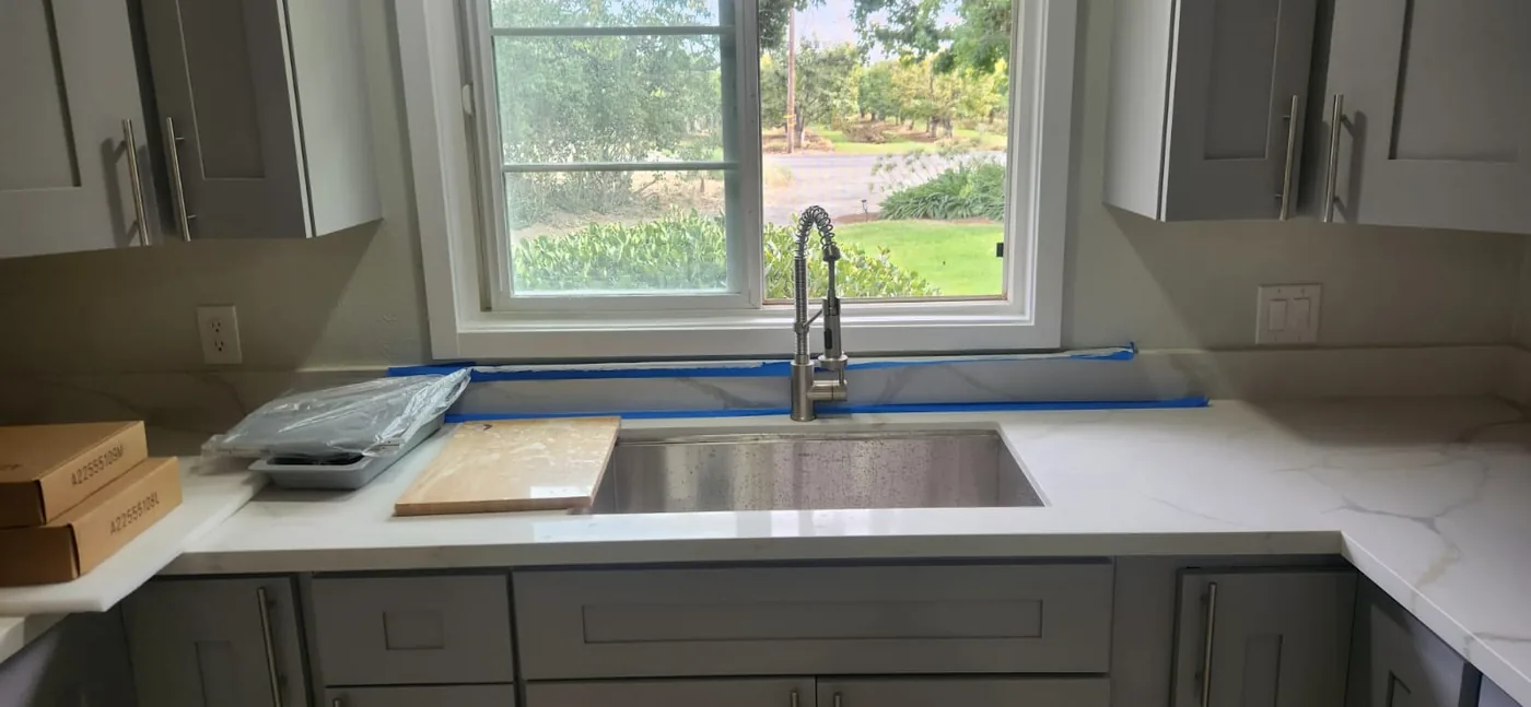 Finished kitchen sink plumbing installation